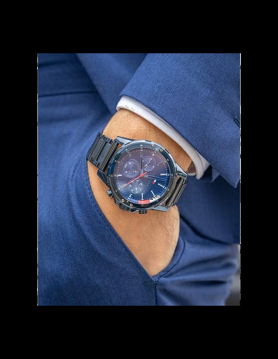 Montre Tommy Hilfiger 1791789 homme verso boîtier bleu