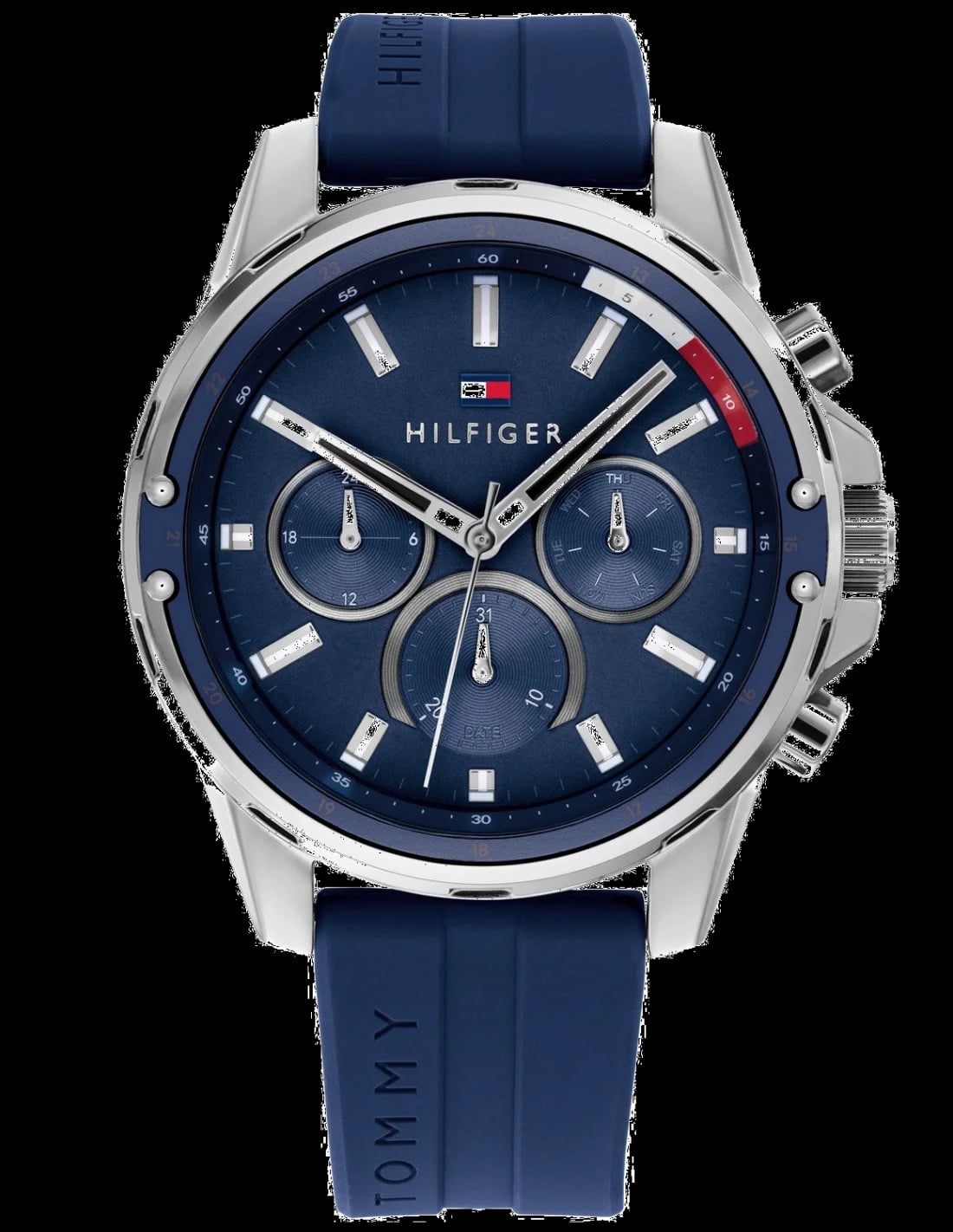 Montre Tommy Hilfiger 1791791 homme cadran bleu bracelet caoutchouc / silicone