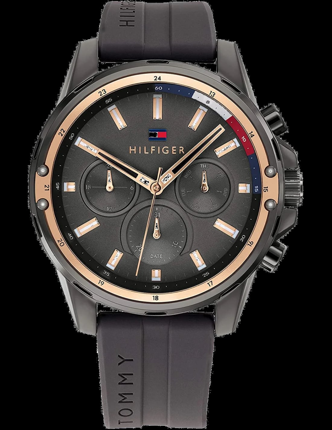 Montre Tommy Hilfiger 1791792 homme cadran noir bracelet caoutchouc / silicone