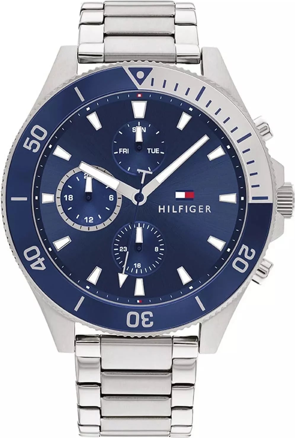 Tommy Hilfiger Larson 1791917 Men's Sports Chronograph Watch in Steel with Blue Dial