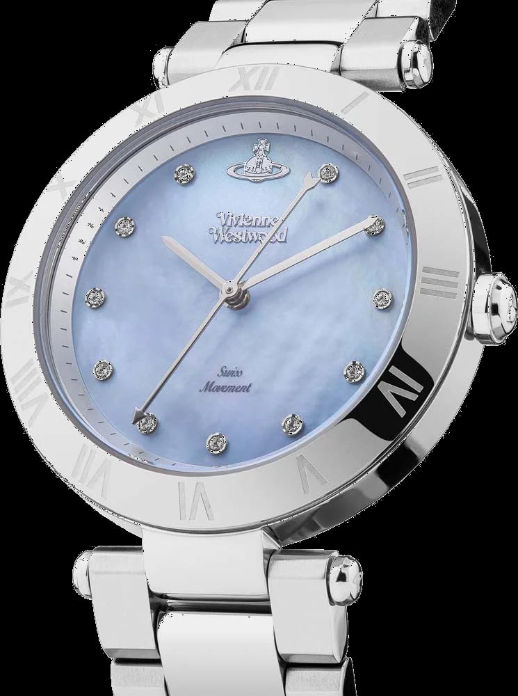 Vivienne Westwood VV206BLSL Silver Stainless Steel Bracelet Blue Mother-of-Pearl Dial Women's Watch view 2