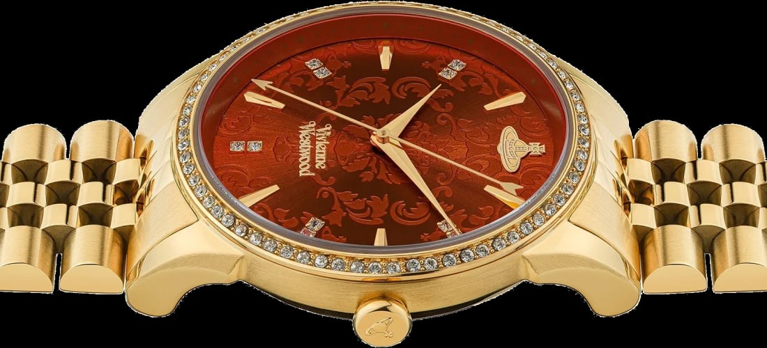 Montre Vivienne Westwood VV208RDGD femme détail cadran rouge