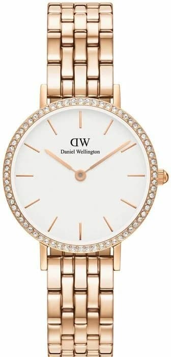 Daniel Wellington DW00100666 Petite Lumine Bezel 5-Link Melrose Women's Watch White Dial