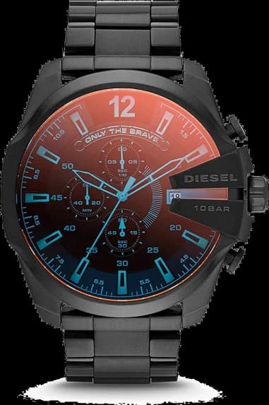 Diesel DZ4318 Black Stainless Steel Men's Watch with Iridescent Glass Reflections