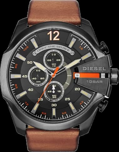 Diesel DZ4343 Men's Watch Brown Leather Strap Stainless Steel Case