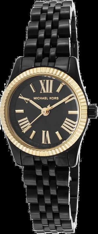 Michael Kors MK3299 Lexington Black Stainless Steel Women's Watch with Fluted Bezel