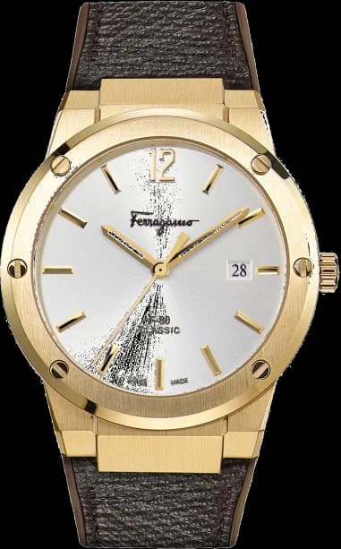 Salvatore Ferragamo SFDT00819 Silicone Bracelet Brown and Stainless Steel Case Men's Watch