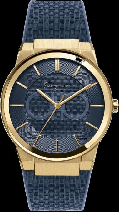Salvatore Ferragamo SFHP00220 Men's Watch in Gold Stainless Steel and Blue Silicone