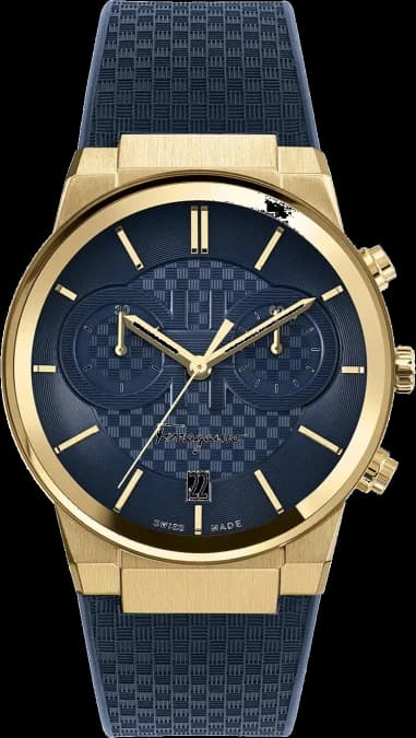 Salvatore Ferragamo SFME00221 Chronograph Blue and Gold Men's Watch with Silicone Strap