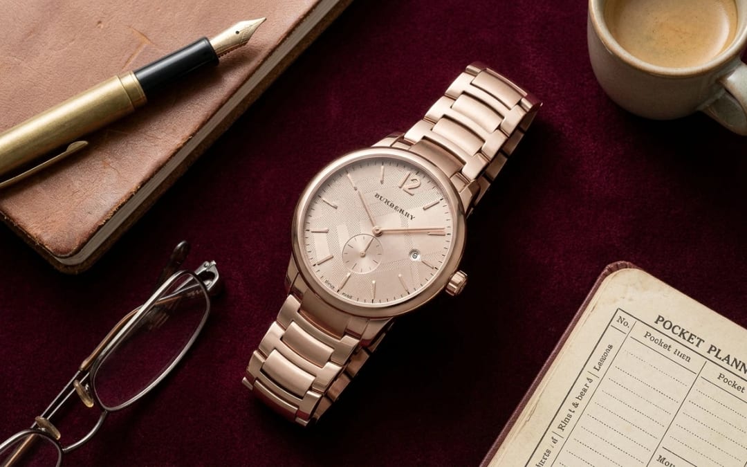 Flat lay — Montre Burberry Élégance Homme : Le Raffinement Britannique pour les Occasions Spéciales