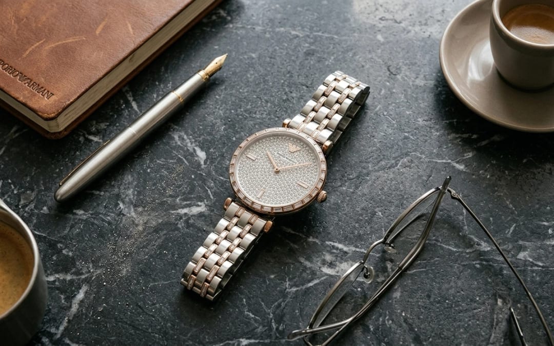 Flat lay — Montre Emporio Armani femme : le guide complet pour choisir sa montre élégante et tendance