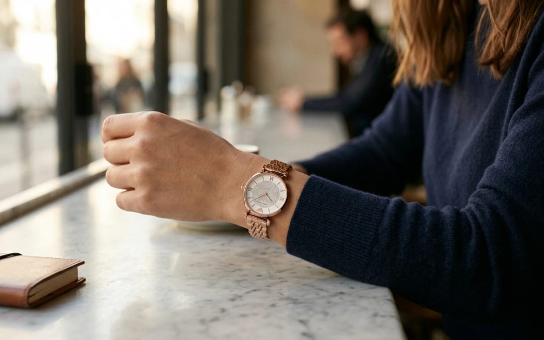 Wrist-shot — Montre Emporio Armani Or Femme : Guide Complet des Finitions Dorées