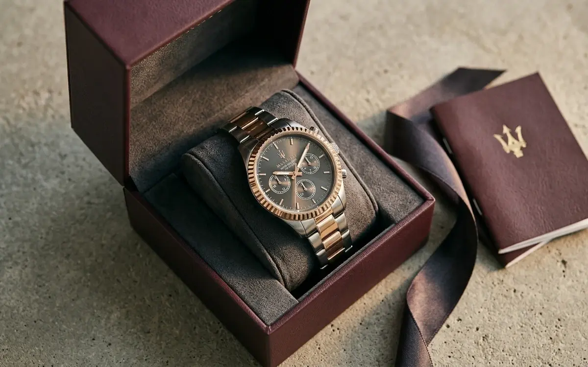 Montre Maserati Élégance homme cadran noir bracelet acier
