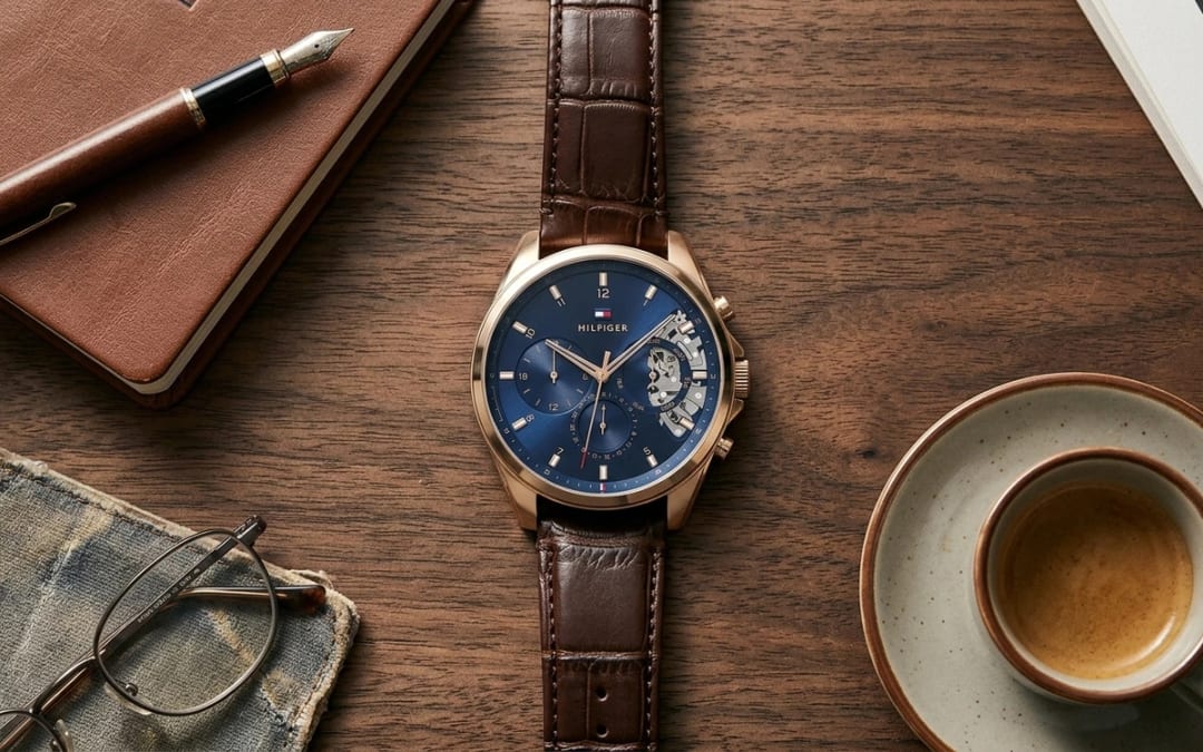 Flat lay — Prix Montre Tommy Hilfiger Homme : Guide Complet des Tarifs et du Rapport Qualité-Prix
