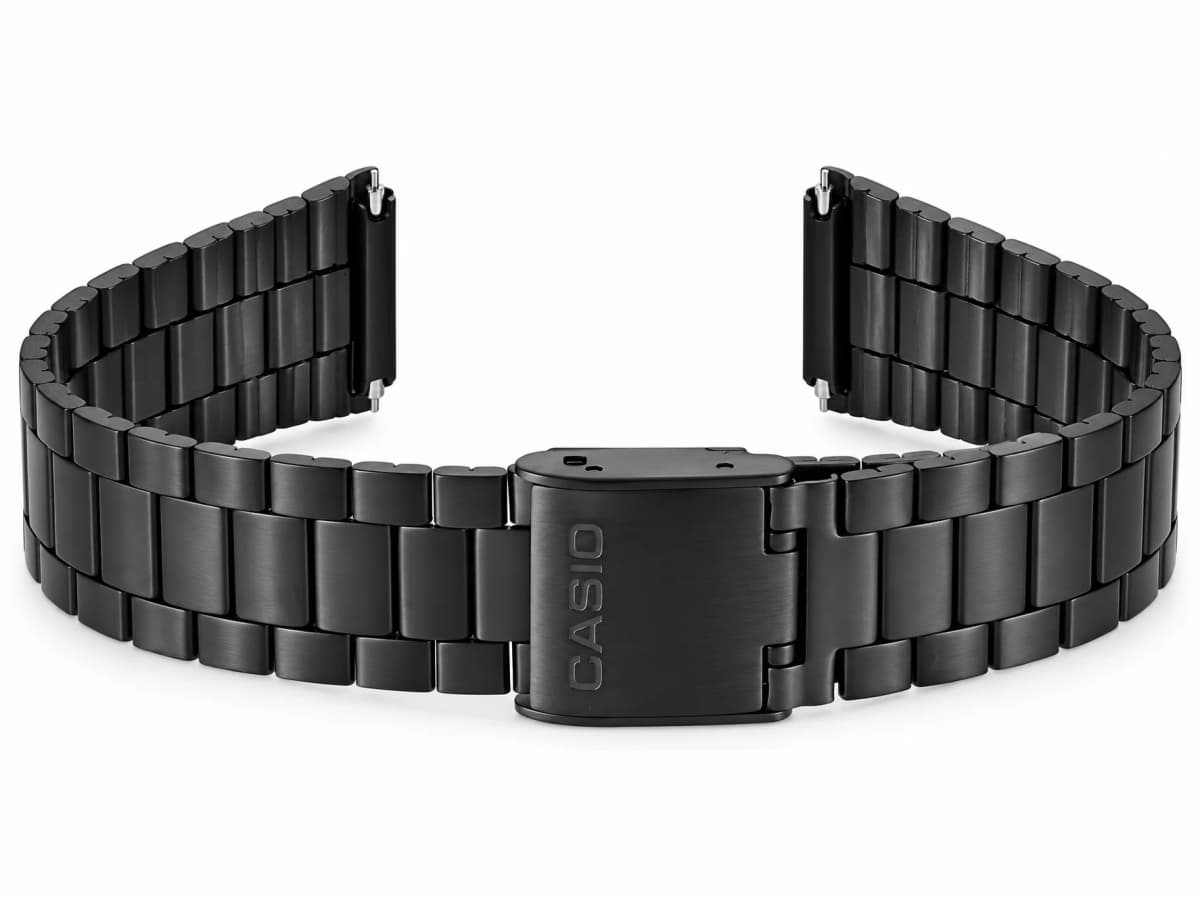 Casio A168 Black Stainless Steel Replacement Bracelet with CASIO Engraved Clasp
