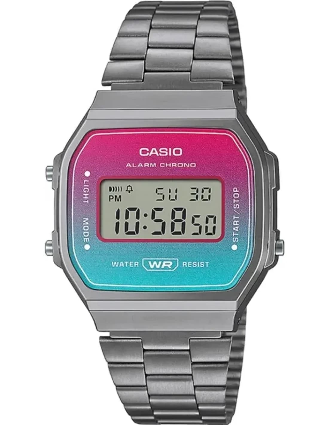 Casio A168WERB-2AEF Anthracite Dial Turquoise and Pink Digital Watch