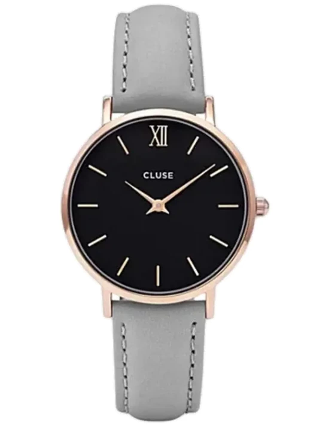 Cluse CL30018 Round Grey Leather Strap Unisex Watch