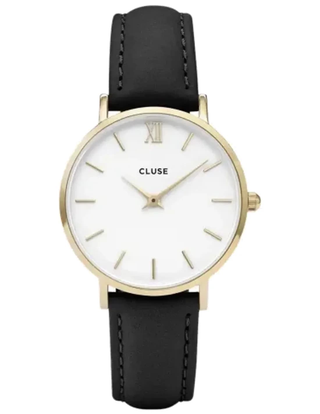 Cluse CL30019 Minuit Black Leather Strap Watch