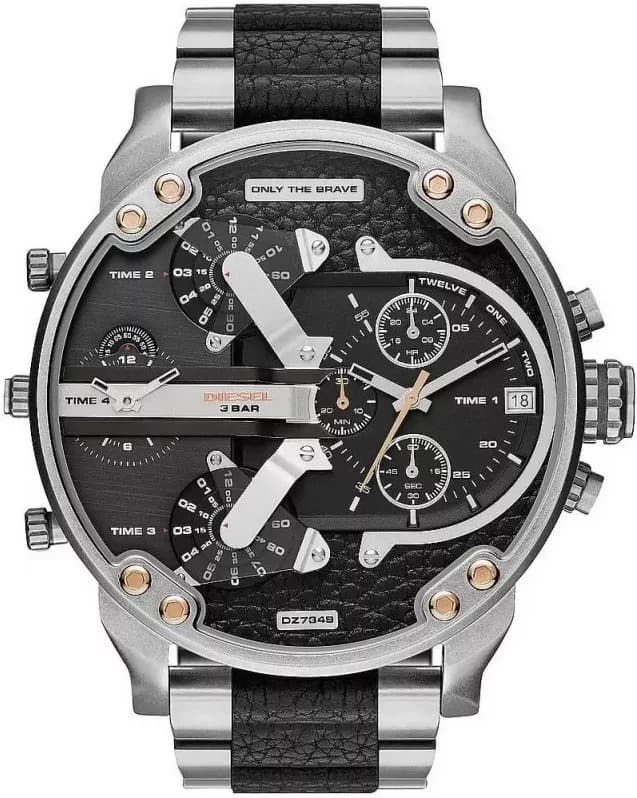 Diesel Mr Daddy DZ7349 Black Men's Watch with Dual Time Zone