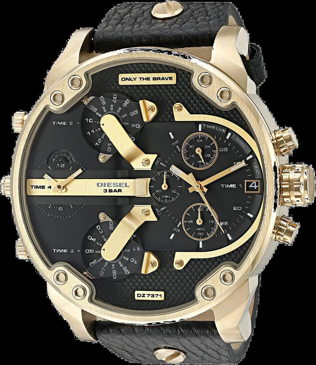 Diesel Mr Daddy DZ7371 Men's Watch Black Dial Leather Strap