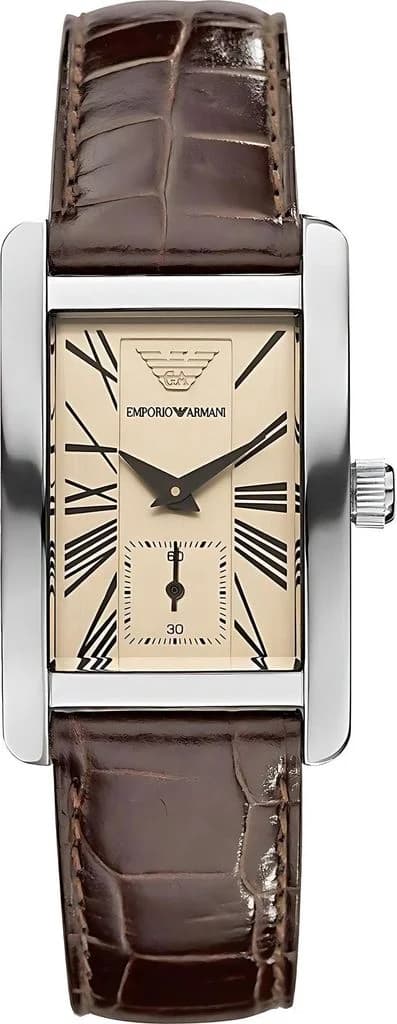 Emporio Armani AR0154 Men's Watch Brown Leather Rectangular