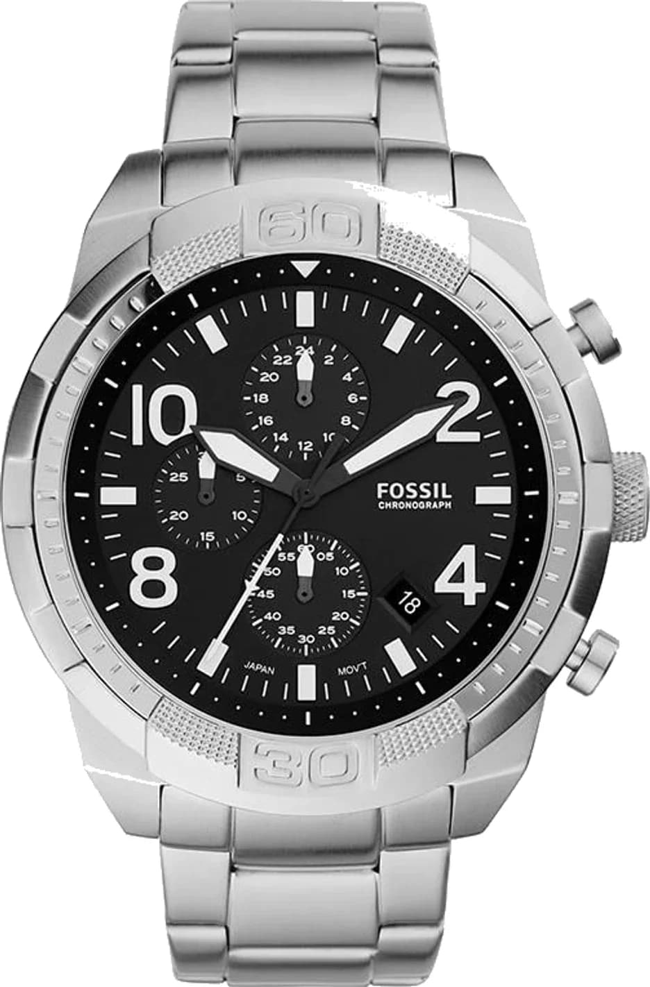 Fossil Bronson FS5710 Men's Silver Stainless Steel Chronograph Watch