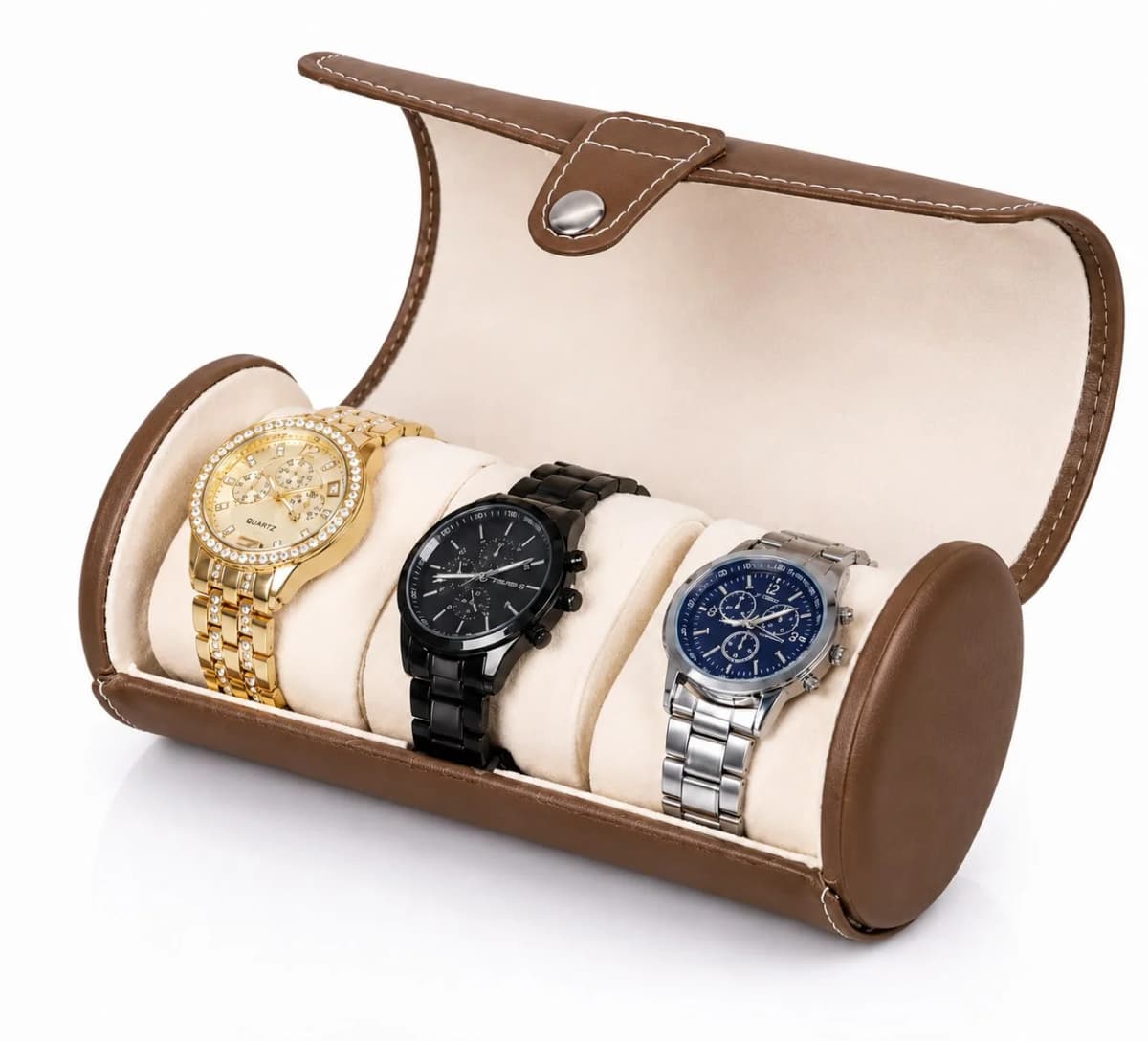 Montre Gasmann 260520-19 Étui rouleau Voyager marron pour 3 montres : Watch Roll voyage