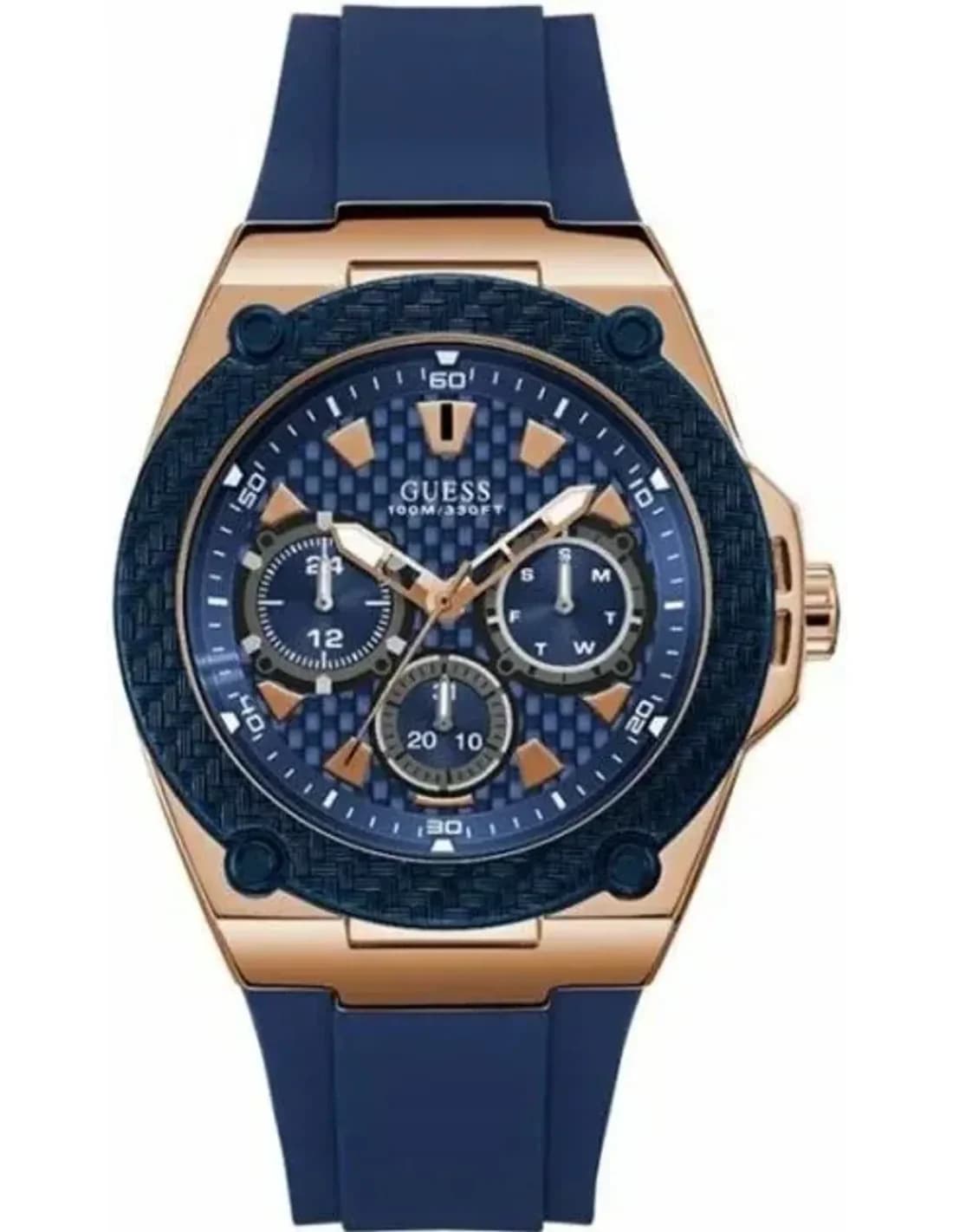 Montre Homme Guess Legacy W1049G2 Chronomètre sport en silicone bleu