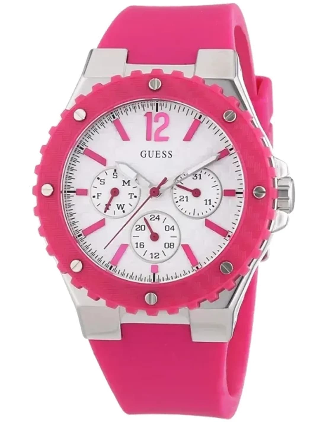 Guess W90084L2 Overdrive Fuchsia Women's Watch with Resin Strap