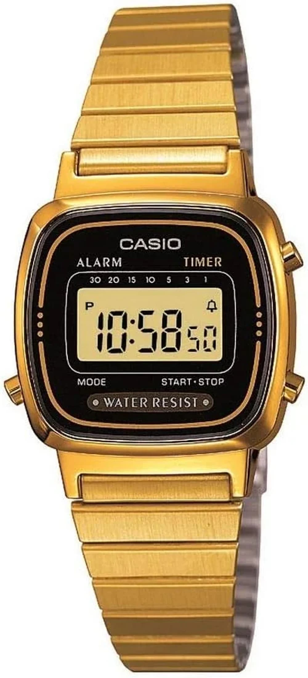 Casio LA670WEGA-1EF Digital Gold Women's Watch with Black Square Dial