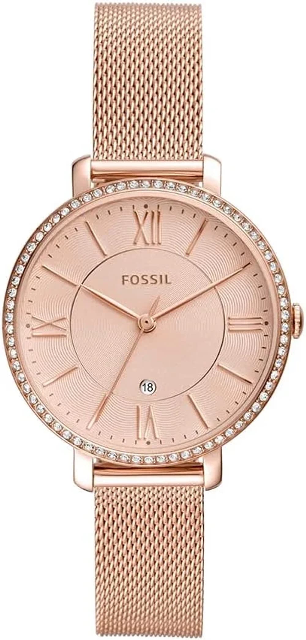 Fossil Jacqueline ES4628 Women's Watch in Rose Gold Milanese Mesh