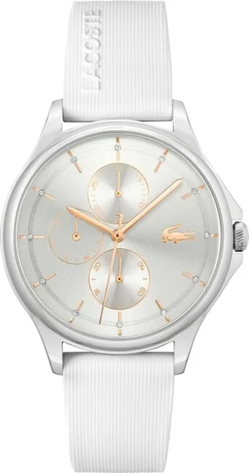 Lacoste Pleats 2001235 White Silicone Strap Women's Watch with Multifunction Dial
