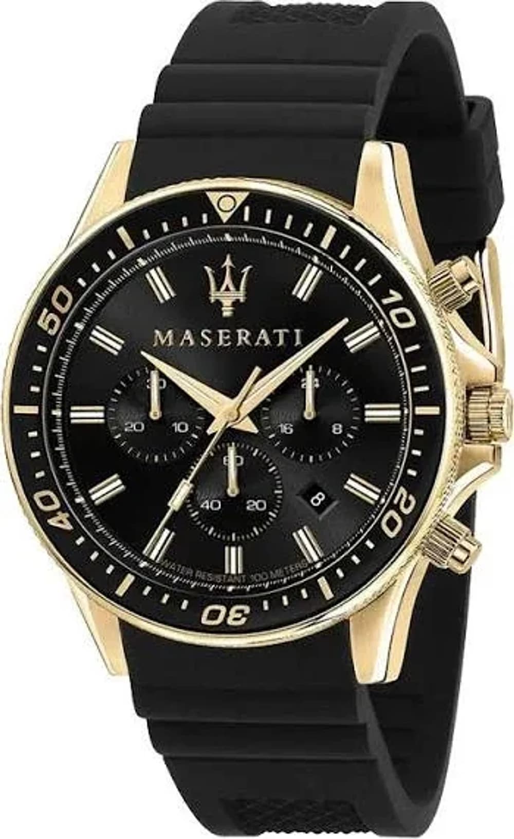 Maserati Sfida R8871640001 Chronograph Black Dial Black Silicone Strap Men's Watch