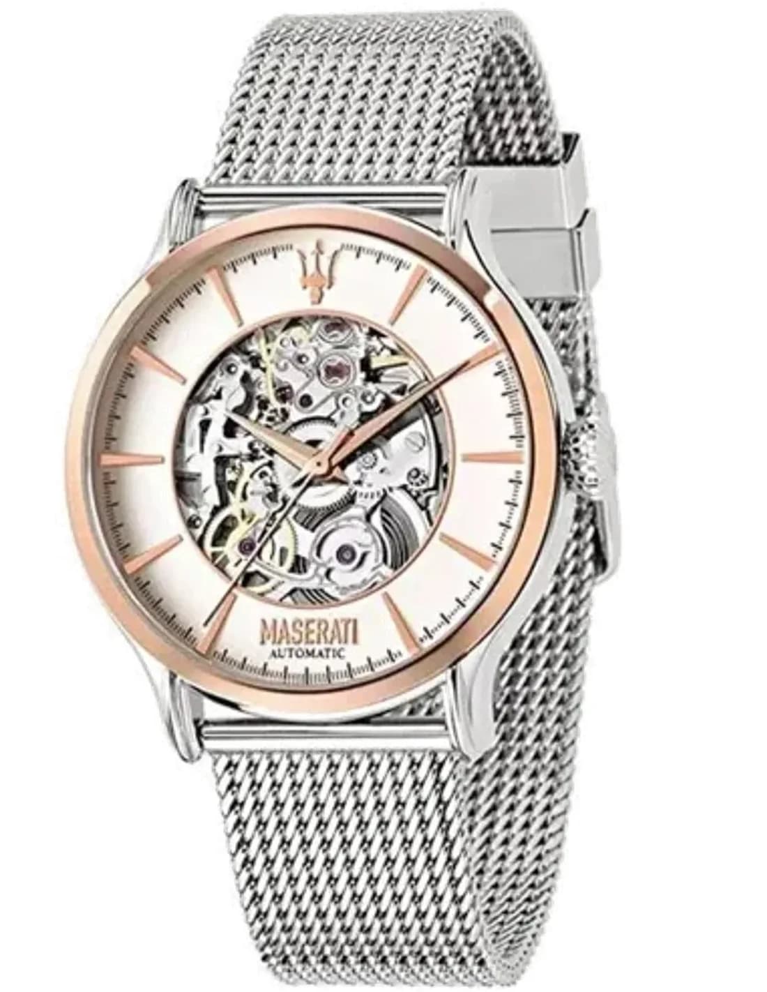 Maserati R8823118001 Skeleton Automatic Milanese Mesh Men's Watch
