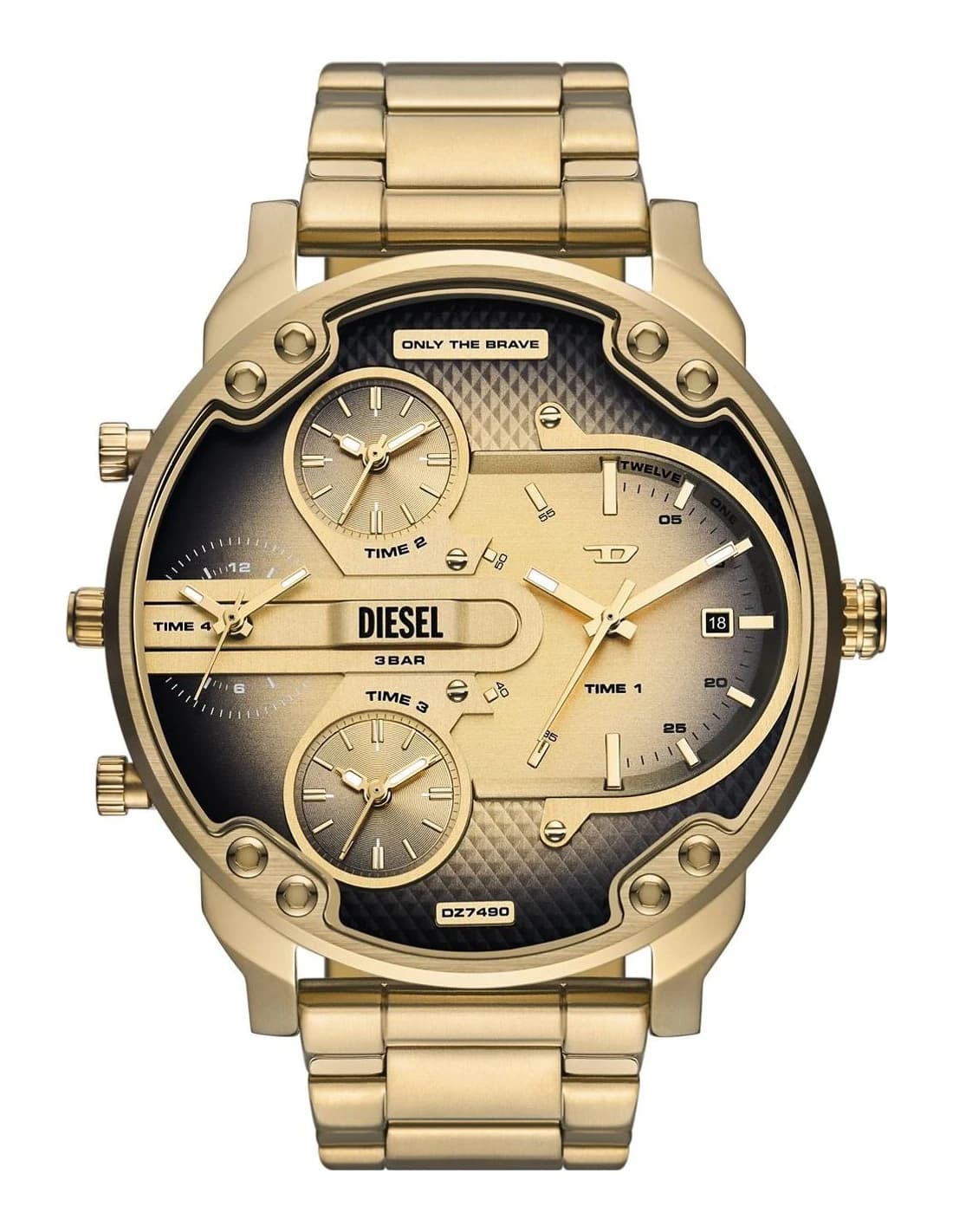 Diesel Mr. Daddy Slim DZ7490 Gold Men's Watch Black Dial Stainless Steel Bracelet