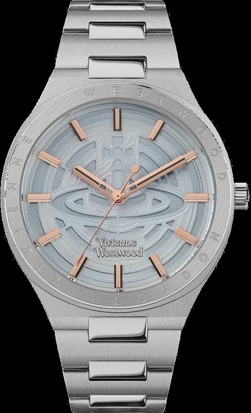 Vivienne Westwood VV257LBLSL Silver Stainless Steel Watch with Blue Dial and Rose Gold Indices