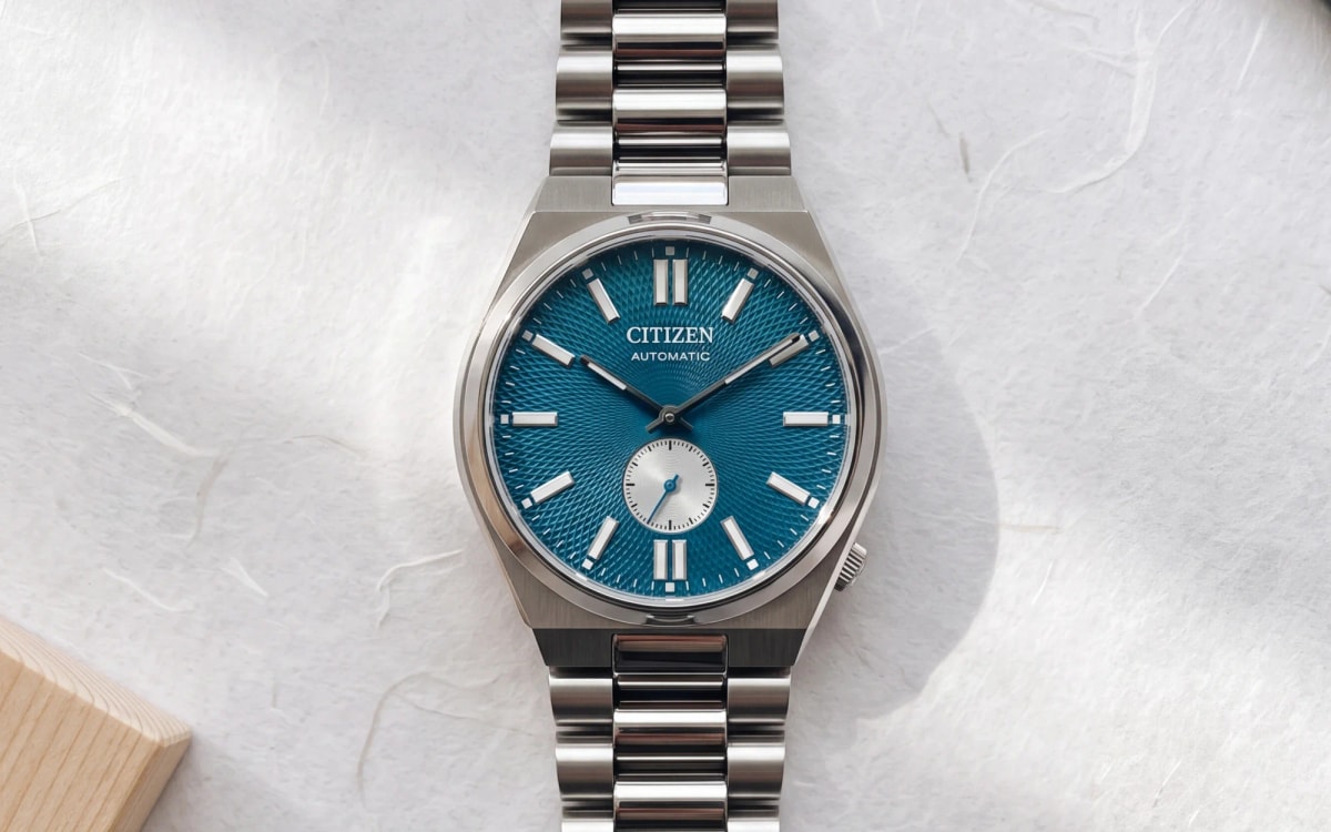 Citizen Tsuyosa Small Second NK5010-51L, textured blue dial with small seconds, on washi paper