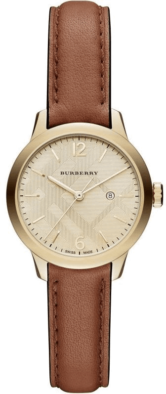 Montre Femme Burberry BU10101 Classic Round Cuir Marron et Cadran Doré