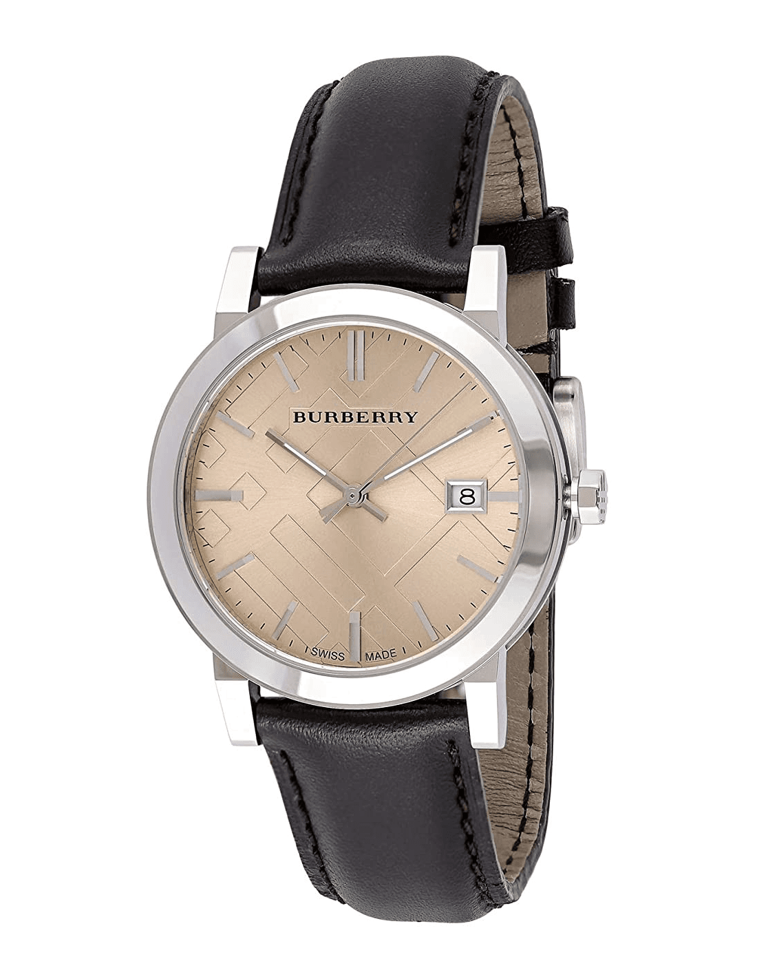 Montre Burberry BU9011 Bracelet Cuir Marron et Cadran à Motifs Gravés