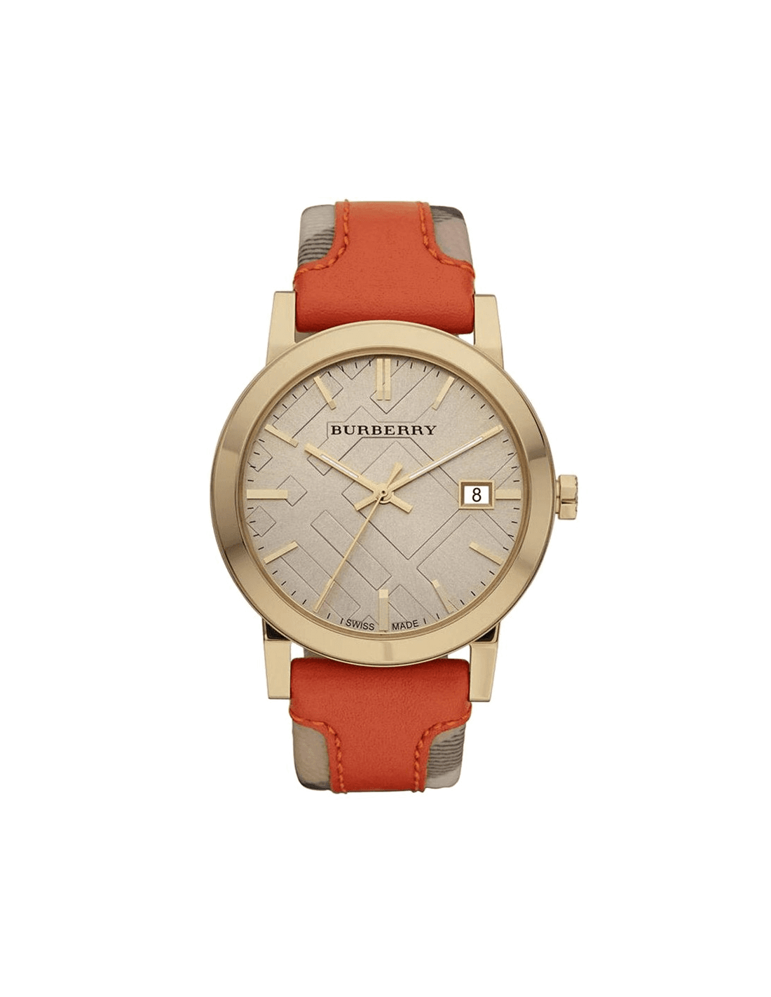 Montre Homme Burberry Large check BU9016 avec bracelet en cuir orange