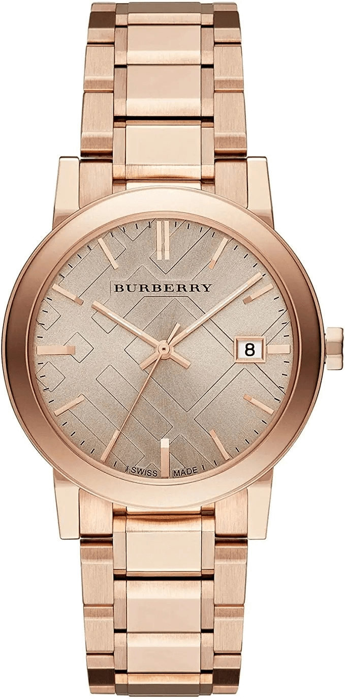 Montre Femme Burberry BU9034 City Métal Or Rose et Cadran Blanc