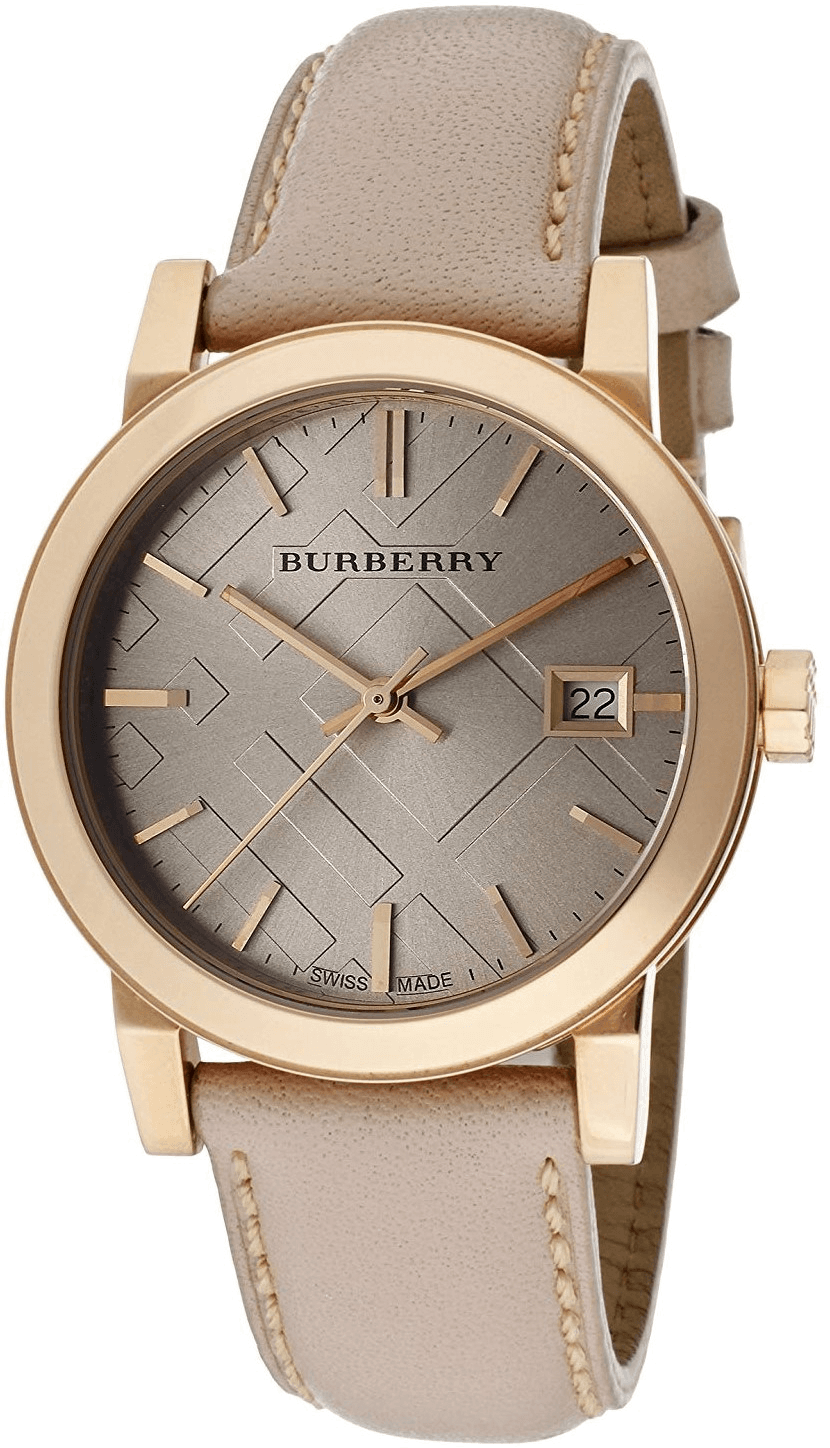 Montre Femme Burberry City BU9109 Acier et Cuir Beige Motif Tartan