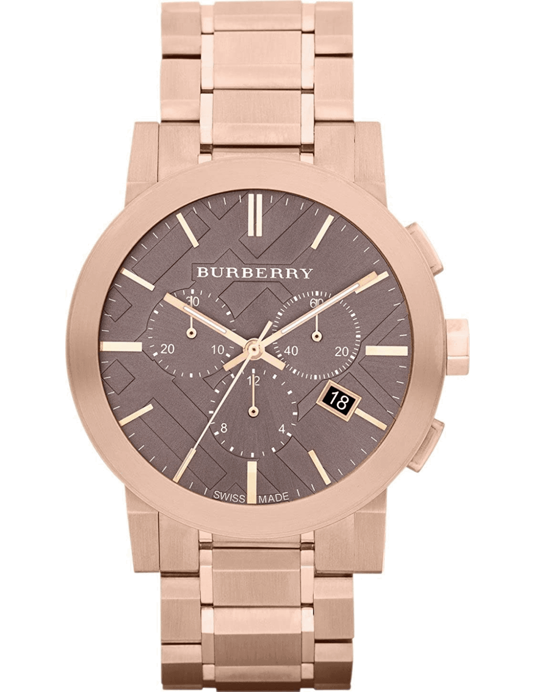 Montre Homme Burberry BU9353 Chronographe Acier Or Rose et Cadran Marron