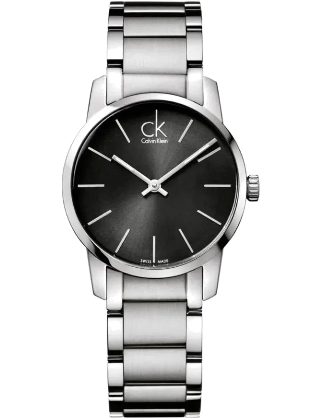 Montre Femme Calvin Klein City K2G23161 Quartz cadran gris bracelet en acier inoxydable argenté