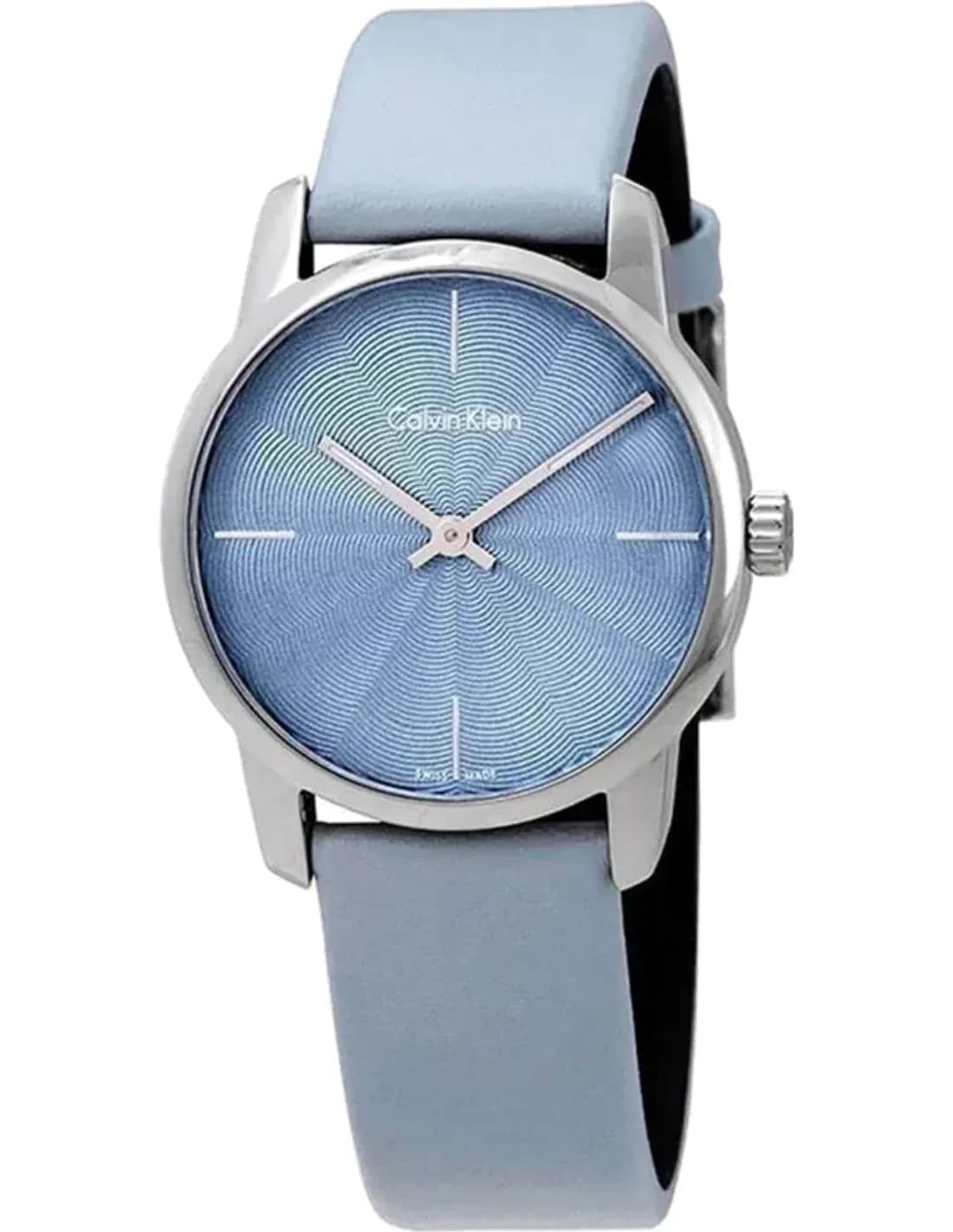 Montre Femme Calvin Klein City K2G231VN Quartz cadran bleu bracelet en cuir bleu