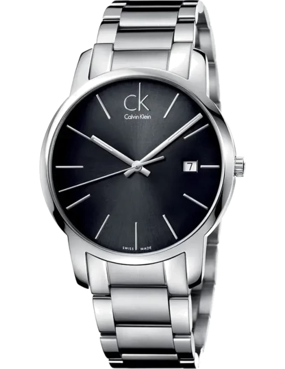 Montre Homme Calvin Klein City K2G2G143 Quartz cadran noir bracelet en acier inoxydable argenté