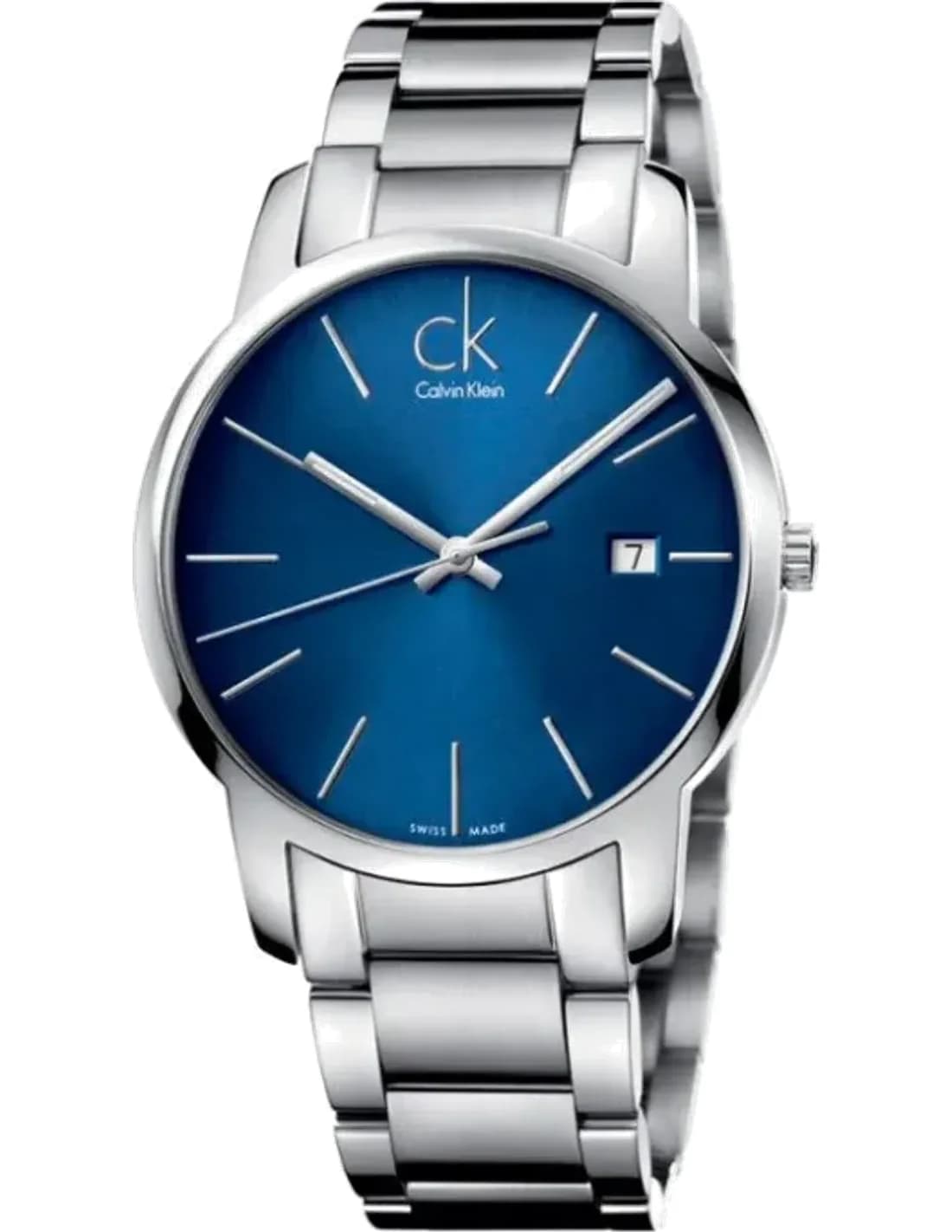 Montre Homme Calvin Klein City K2G2G14N Quartz cadran bleu bracelet en acier inoxydable argenté
