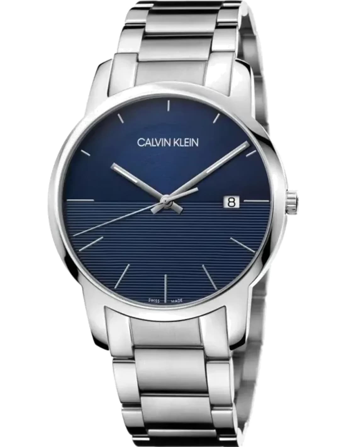 Montre Homme Calvin Klein City K2G2G14Q Quartz cadran bleu bracelet en acier inoxydable argenté
