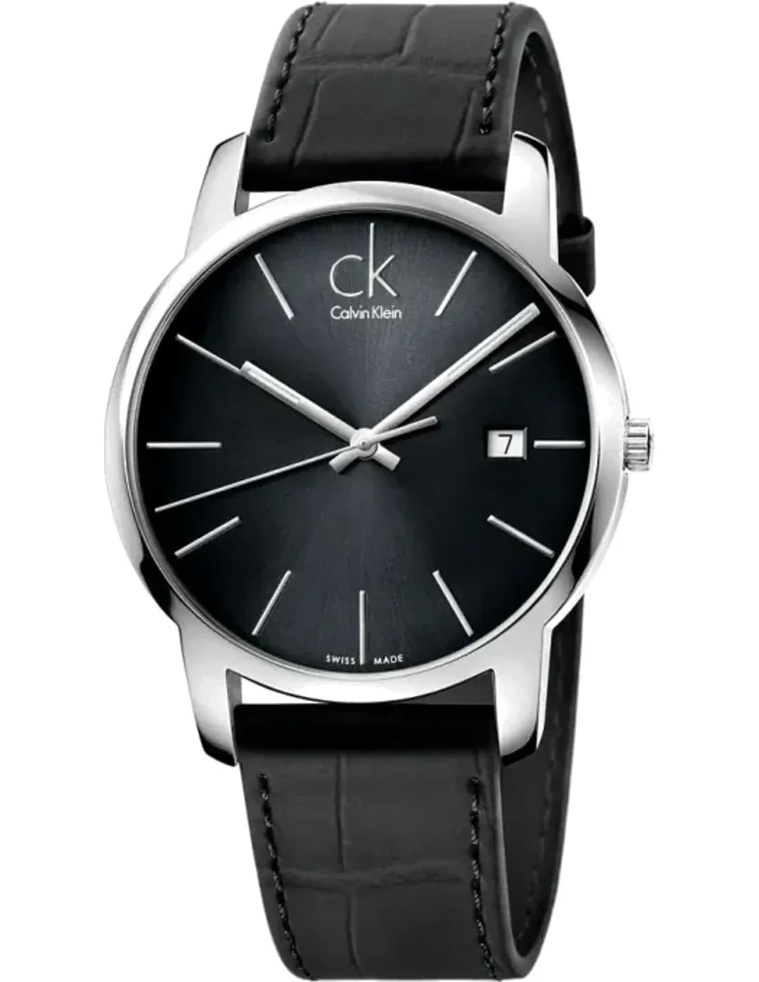 Montre Homme Calvin Klein City K2G2G1C3 Quartz cadran noir bracelet en cuir noir