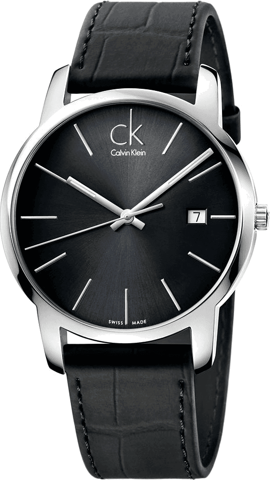 Montre Homme Calvin Klein City K2G2G1C3 Quartz cadran noir bracelet en cuir noir